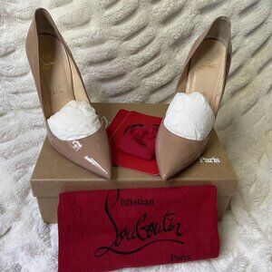 Christian Louboutin So Kate 120mm – Nude Patent Leather (Size 40)